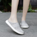 【ALLGOOD】Closed Toe Half Shoes for Women Korean Trendy Summer Slip-on Black Half Slippers Mesh Surface Breathable Anti-Slip Soft EVA Comfy Sandals for Female. 