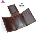 【GUTTY Lifestyle Store

】DOLOVE Style RFID Men Vintage  Cow Leather Trifold Purse Card Holder RFID Protection s for wallet. 