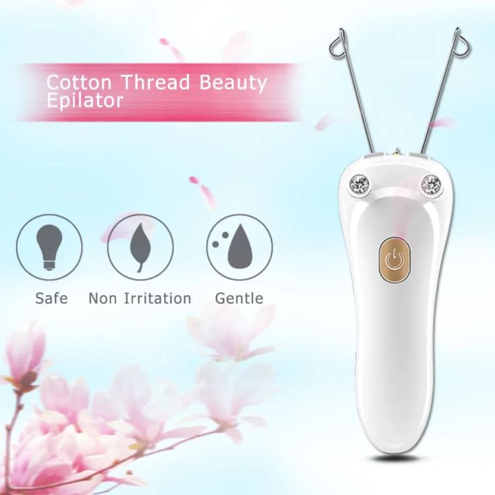 Electric Facial Hair Removal USB Rechargeable Women Beauty Epilator Defeatherer Cotton Thread Depilator for All Body Parts