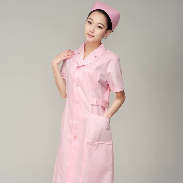 Qiaohushi Female Nurses' Uniform Short-Sleeved Summer Clothes up and down round Unlined Long Gown Shop Beauty Salon Nursing Home Nurse Work Clothes