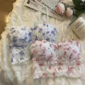 Floral Corset Vest Adjustable Sweet Lace Crop Top Mesh Tube Top for Casual Evening Out Summer Wear Apparel Young Adults. 