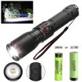 Aluminum Alloy White Laser Powerful LEP Flashlight 18650 or 21700 Battery Zoom Torch Light Lamp with Tail Rope Power Indicator. 