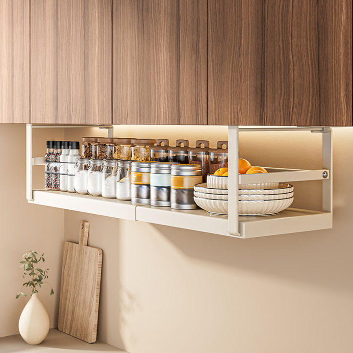 KOKKO%20Expandable%20Under%20Cabinet%20Shelf,%20Hanging%20Under%20Shelf%20Storage%20Basket%20Organizer,%20Metal%20Under%20Desk%20Storage%20Shelf%20For%20Pantry%20Kitchen%20Cupboard%20-%20Image%204