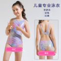 Children's Swimsuit Girl Cute One Piece Swimsuit Middle and Big Children Princess Girl Triangle Swimming Training Can Add Swimming Cap. 
