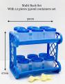 Plastic Kitchen Spices Bottles Organizer Good Quality Multi-Purpose 2 Layers Rack With 12 Pcs Spices Containers Set. 