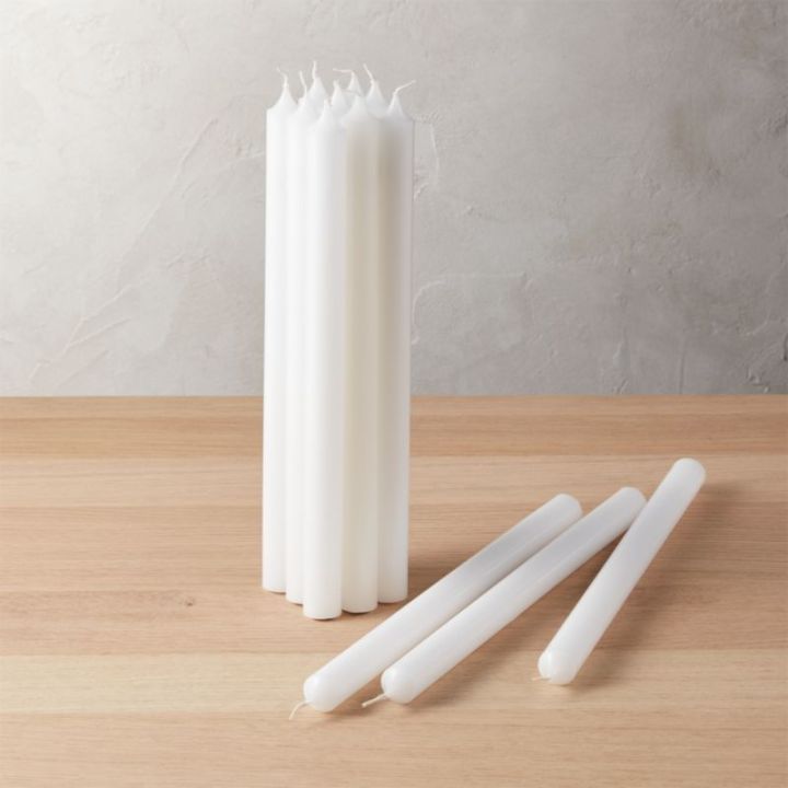 House Hold Dinner Candles 8" White Candles - 25 NOS - 01 Pack