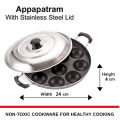 Non Stick Appam Pan,Appam Maker,12 Scoops Appam Maker, Nonstick Appam Pan, Appa Chetty Paniyaram Pan Patra Tawa With Lid and Handle. 
