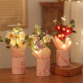 Woolen Hand-knitted flowers Elegant Colorful Valentine's Day bouquets 5Pcs buckets Wool flowers for Home decoration Wedding. 