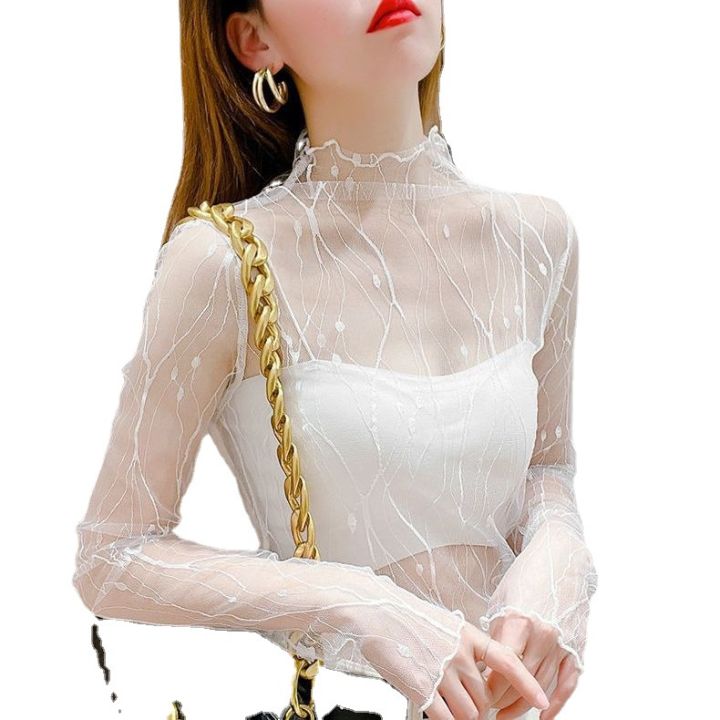Elegant%20Lace%20T-shirt%20For%20Women%20Mesh%20Long%20Sleeve%20Tops%20Hot%20Transparent%20High%20Neck%20Black%20Lace%20Bottoming%20Shirts%20Punk%20Tee%20Tops%20-%20Image%202