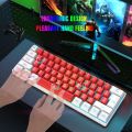 HXSJ 61 Key Thin Film Keyboard With White And Red Design Mini Game Keyboard Simple Mechanical Feels. 