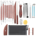 Clay Sculpting Tools, Basic Clay Pottery Carving Tool Kit with Wooden Handles and Tool Bag for Carving, Molding Durable. 