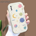 Hontinga for Samsung A11 M11 Back Cover Sky Moon Phone Case Cream Texture Wavy Edge Soft Mobile Cover. 