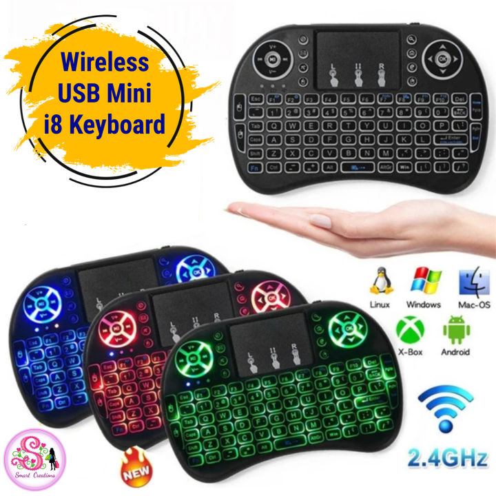 Backlight Mini Wireless i8 Keyboard With Lithium-ion Battery
