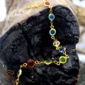 Gold plated Round Multi colour Stone Bracelet For Women. 