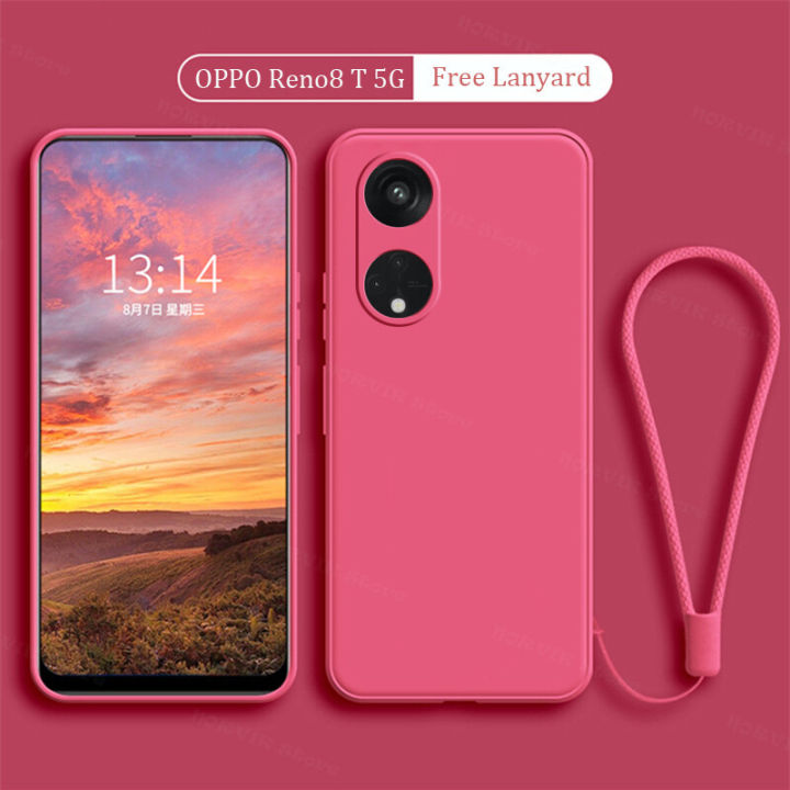 OPPO Reno8 T 5G / Reno 8T 5G Phone Case Lens Protection Casing Solid Straight Edge Liquid Silicone Soft TPU Back Cover