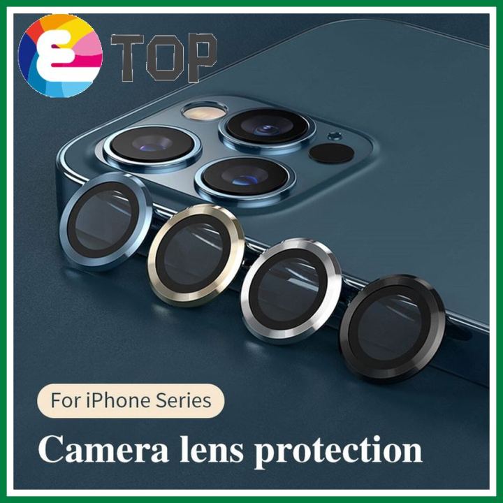 【ETOP】3D Full Cover Camera Lens Screen Protector Case for IPhone 12 Pro Max 12 Mini Camera Protective Tempered Glass + Metal Ring Cover