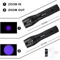 UV Led Flashlight 365nm Ultra Violets Ultraviolet Flashlight Invisible Zoomable Torch for Pet Stains Hunting Marker Checker-UV 365nm. 