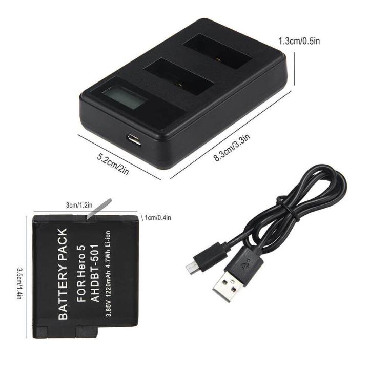 Portable%20GoPro%20HERO%205%20LCD%20Display%202%20Slot%20USB%20Camera%20Battery%20Charger%20for%20Laptop%20/car%20Charger/power%20Bank%20-%20Image%202