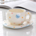 Hand-kneaded creative ceramic cup cloud coffee cup and saucer set irregular hand-painted cute mug flower water cup. 