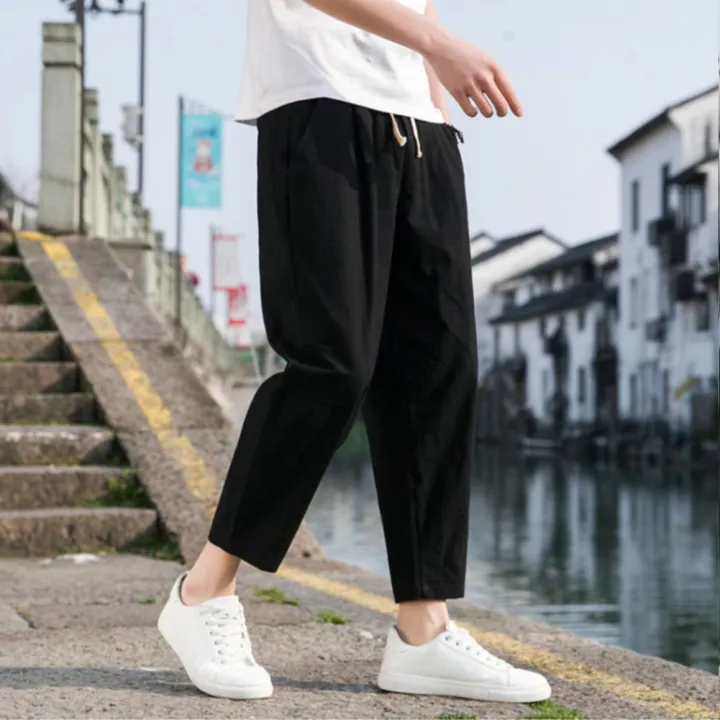 Yfashion%20Men%20Pants%20Solid%20Color%20Cotton%20Blended%20Casual%20Loose%20Straight%20Trousers%20For%20Spring%20Summer%20color%20-%20Image%204