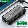 UGREEN USB 3.0 2.0 Hub Ethernet Adapter 10/100/1000 Gigabit Network Converter with USB 3.0 Hub 3 Ports Compatible for Nin,t,en,do Switch, Windows Surface Pro, MacBook Air/Retina, iMac Pro, Chromebook, PC. 