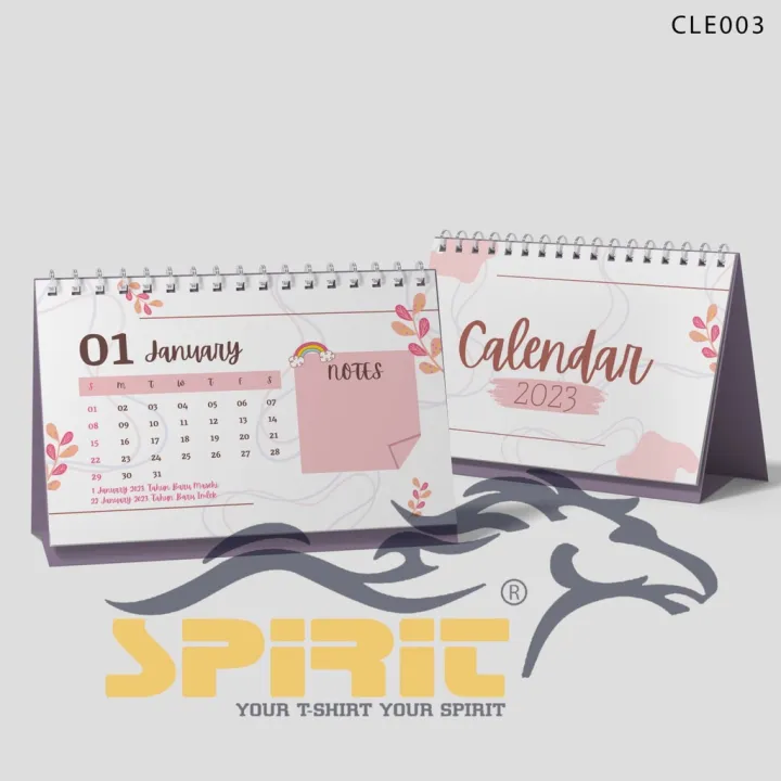 Desk Calendar/Sitting Calendar 2023 Desian Pink Cute
