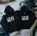I LIKE HER BUTT I LIKE HIS BEARD Couple Hoodies Long Sleeve Female Pullover Fleece Jumper Lover Sweatshirt Woman. 