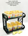 Spices Container 12 Pcs Flora Transparent Bottle Set with 2 Layer Multi Rack Good Quality & Multi-Purpose Kitchen Organizer. 