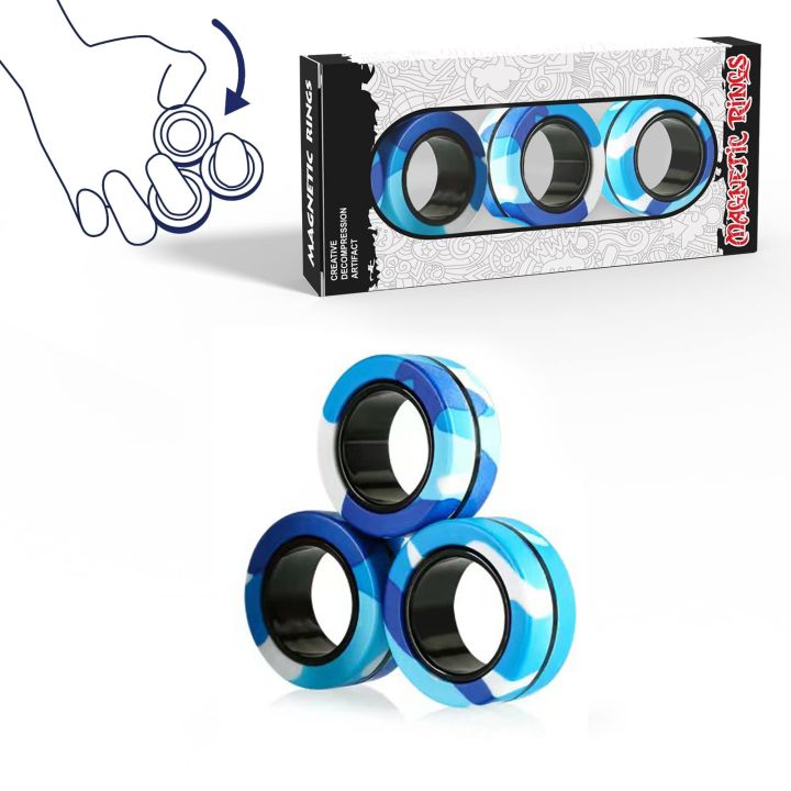 YISHIDANY 3Pcs Fidget Magnetic Ring Toys Fingers Magnet Rings ADHD