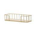 GOLD RECTANGLE SHAPE WALL SHELF SMALL - Wall Mounted Floating Display Organizer with Golden Tone Metal Wire Frame Hanging Bookshelf Metal Aesthetic Wall Decoration for Walls,Bathroom Bedroom Living Room Kitchen. 