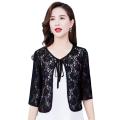 DESCENTE Lace Jacket Boho Floral Embroidered Lace-up Shawl Jacket for Women Stylish Sun Protection Coat with Hollow Out Design Perfect for Fall Spring Seasons Women Lace Jackets. 