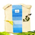Heavy Duty Canvas Tote Bag - Blue Stripe - 14.5 inches (L) * 3 inches (W) * 16 inches (H). 