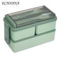 Lunch Box with Multi-layer Compartments 1400ml Double Plastic Lunch Box Three Compartments Sealed Avoid Food Mixing Perfect Meal Match Microwave Lunch Box Simple Multi-layer Bento Box. 