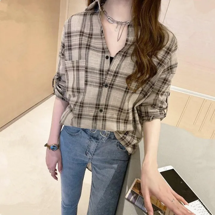 RD%20Spring%20Lady%20Long%20Sleeve%20Irregular%20Plaid%20Blouse%20Stylish%20Lapel%20Loose%20Causal%20Shirt%20-%20Image%204