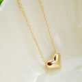 Elegant Women Lady Simple Design Gold Tone Chain Heart Love Pendant Necklace. 