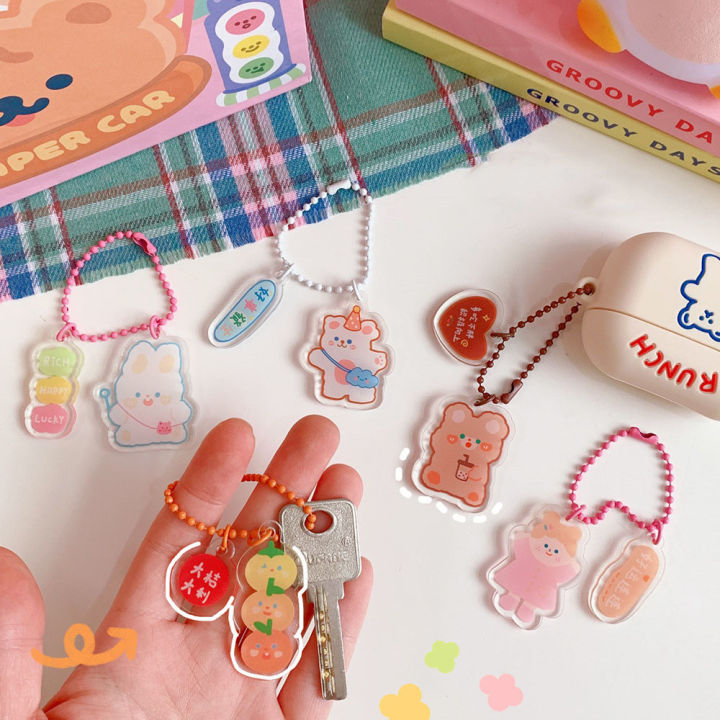 New Style Girl Heart Transparent Acrylic Pendant Ins Decorative Accessories Student Cute Keychain