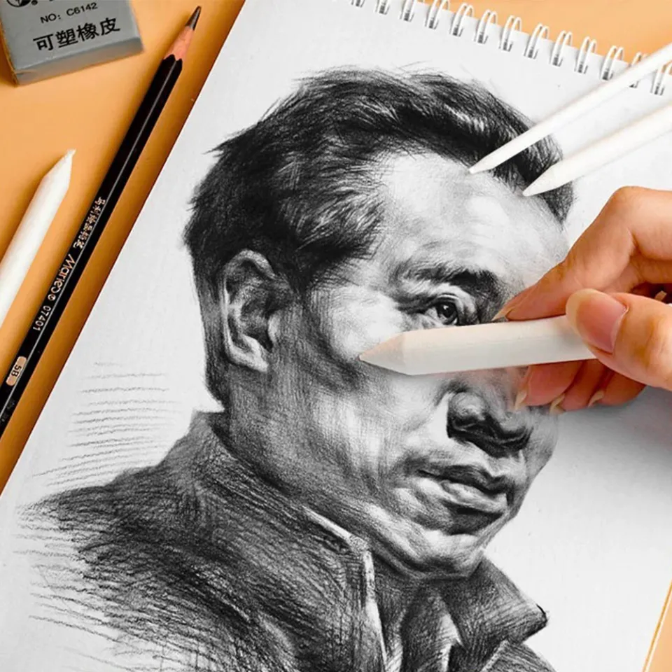 Charcoal Pencil Sharpener With Sandpaper Pointer - Portable Art Drawing Tool With Paper Clamp