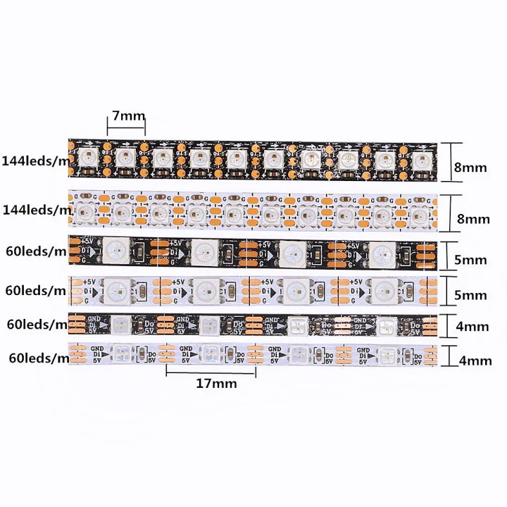 5v%20Ws2812b%20Led%20Strip%2060/144%20Leds/m%20Narrow%208mm%205mm%204mm%20Ws2812%20Individually%20Addressable%20Black/white%20Ip30/65/67%20Smart%20Rgb%20-%20Image%203