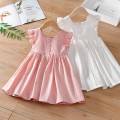 Girls' Dress 2024 Summer New Girl Ruffled Flounced Sleeve Vest Skirt Thin Princess Dress Baby Skirt. 