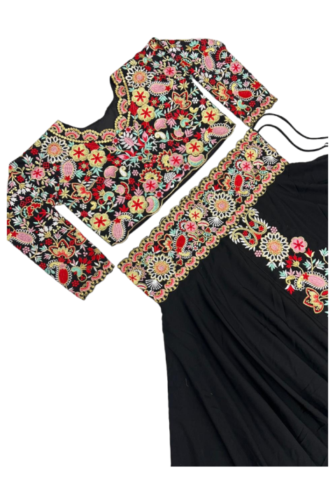 Georgette%20Embroidered%20Lehenga%20Women's%20Indian%20Ethnic%20Wear%20Long%20Skirt%20with%20Blouse%20Piece%20-%20Image%205