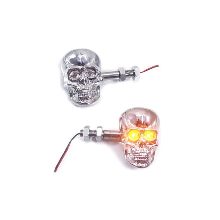 【H03】 Universal LED Motorcycle Turn Signal Light Skull Skeleton Headlight Front Head Motorcycle Decorations