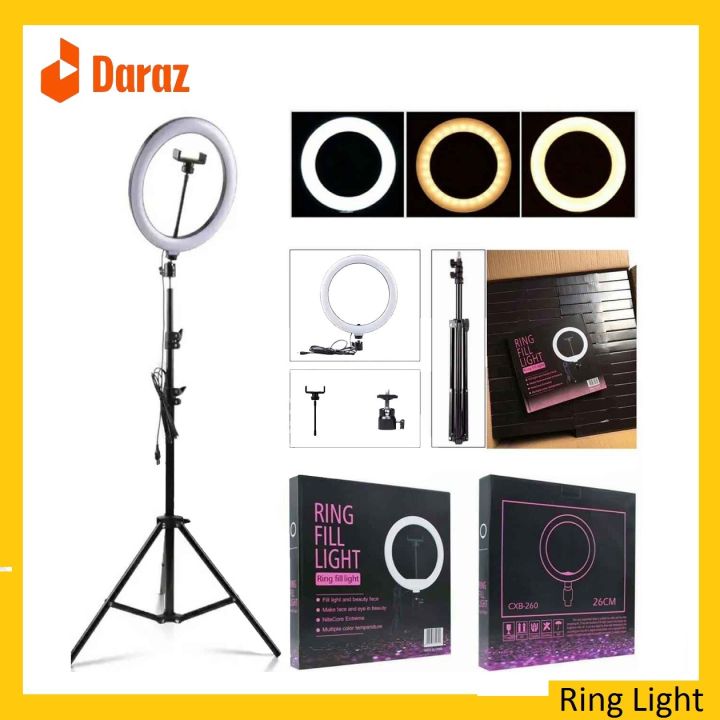 10 inch selfie Ring Light With 7ft Stand Tripod For YouTube, Online Classes, TikTok & Photography