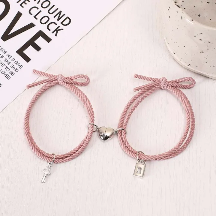 2Pcs%20Minimalist%20Key%20Lock%20Love%20Pendant%20Bracelets%20Couple%20Magnetic%20Bracelets%20for%20Lovers%20Jewelry%20Accessories%20-%20Image%203