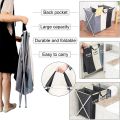 Laundry Basket 3 Section,Foldable Dirty Laundry Hamper, Laundry Room Organization,Clothes Baskets With Side Pocket,Laundry Sorter（Black and white gray）. 