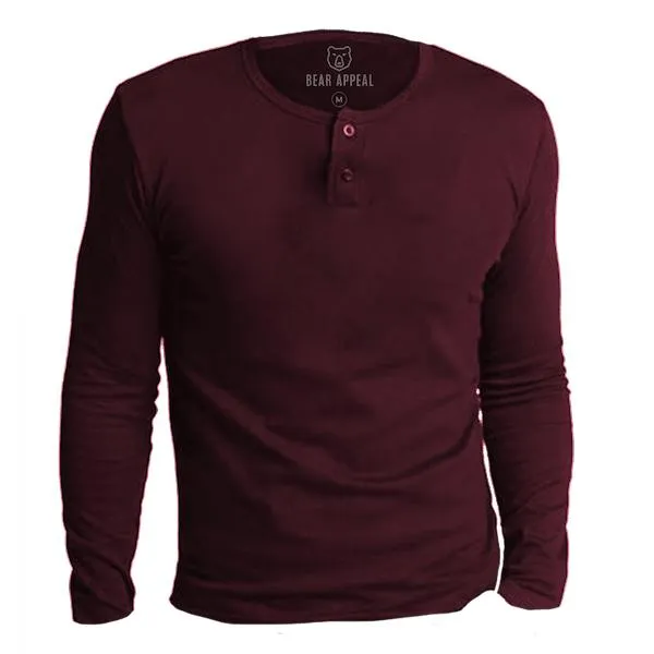 Bear%20Appeal%20Maroon%20Long%20Sleeve%20Henley%20Neck%20T-Shirt%20-%20Image%203