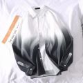 Spring and Autumn Gradient Long-Sleeved Shirt Men Fashion Brands plus Size Loose Lapels Shirt Men's Korean Style Fashion Overweight Man Shirt. 
