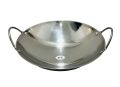 Stainless Steel Wok Stir Fry Pans Traditional Chinese Japanese Woks Pan Cooking Pot with Double Handle Round Bottom Deep Frying Pan Cookware for Kitchen 24cm. 