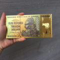 Room decoration ZIMBABWE Black Gold Foil 100 Trillion Commemorative Dollars Banknotes DFGGT. 