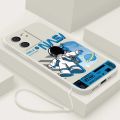 [Free Strap] Xiaomi Redmi 13C 12C Smile Astronaut Square Phone Case Liquid Silicon Soft Casing nasa Cover. 