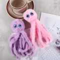 Fluffy Keychain Octopus Shape  and cat Ear key tag Fur Ball Key Chain Rings fur ball keytag. 